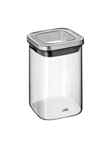 Barattoli Cubo in vetro e acciaio ermetici e impilabili Cilio