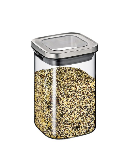 Barattoli Cubo in vetro e acciaio ermetici e impilabili Cilio