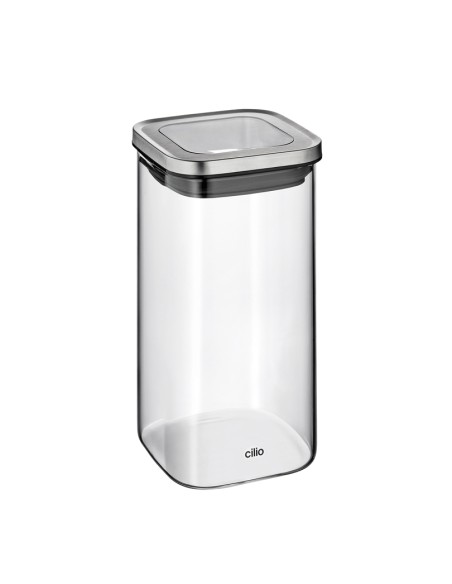 Barattoli Cubo in vetro e acciaio ermetici e impilabili Cilio