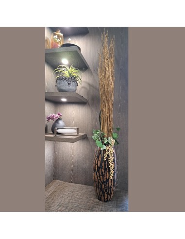 Vaso da terra Kapok in resina e bamboo cm.56,5