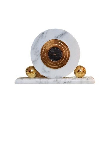 Orologio da tavolo in marmo e ottone H.E. Zane...