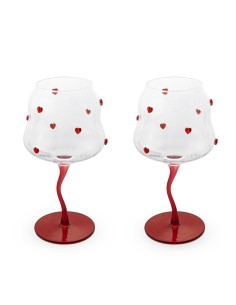 Set due calici cocktail cuori in vetro leggero e resistente