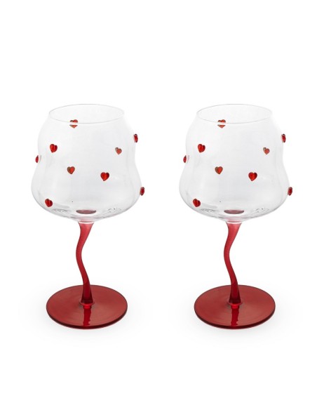 Set due calici cocktail cuori in vetro leggero e resistente