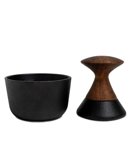 Mortaio in ghisa e acacia cm.9 Kiruna design Samuel Murley