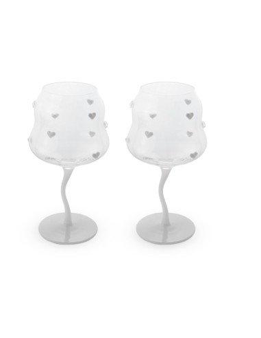 Set due calici cocktail cuori in vetro leggero...