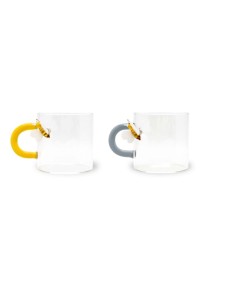 Set di due tazze da caffè in vetro borosilicato con decoro 2