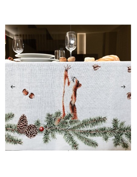 Copritavolo "Lo scoiattolo" in puro lino cm.110x100 - The Napking