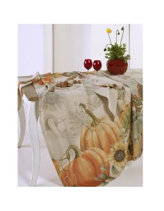 Tovaglia copritavolo Radici Zucche misto lino cm.180x360...
