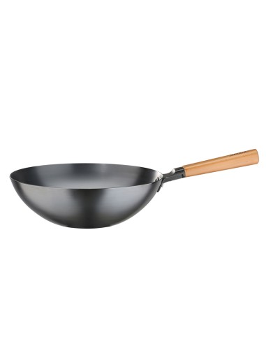 Wok Canton in acciaio al carbonio e manico in...