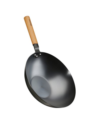 Wok Canton in acciaio al carbonio e manico in...