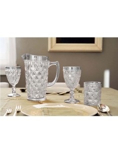 Caraffa in vetro con decoro a rilievo lt.1,5 2