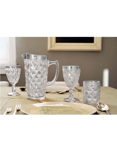 Caraffa in vetro con decoro a rilievo lt.1,5