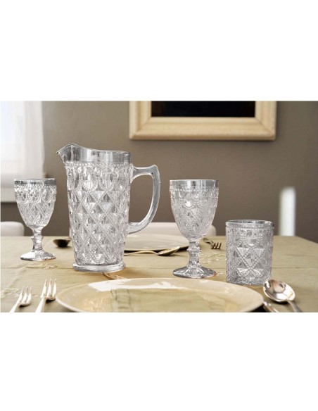 Caraffa in vetro con decoro a rilievo lt.1,5