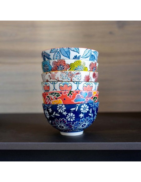 Set di 6 coppette in ceramica decori assortiti