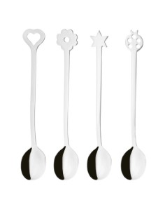 Set 4 cucchiaini Party in acciaio lucido con scatola regalo