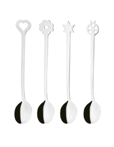 Set 4 cucchiaini Party in acciaio lucido con...