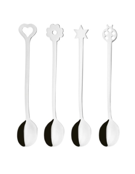 Set 4 cucchiaini Party in acciaio lucido con scatola regalo