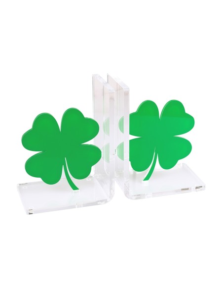 Reggilibri Quadrifoglio in cristallo acrilico