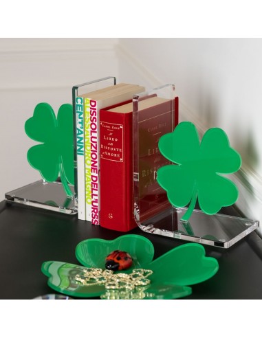 Reggilibri Quadrifoglio in cristallo acrilico