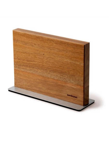 Ceppo coltelli magnetico Black Edge in acacia e acciaio