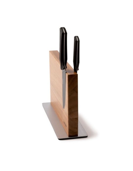 Ceppo coltelli magnetico Black Edge in acacia e acciaio