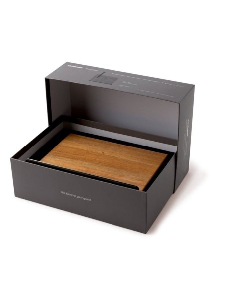 Ceppo coltelli magnetico Black Edge in acacia e acciaio