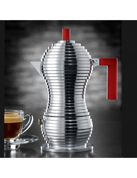 Caffettiera Pulcina Alessi PER INDUZIONE manico rosso
