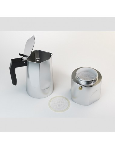 Caffettiera in alluminio  Ossidiana 3 tazze Alessi di Mario Trimarchi