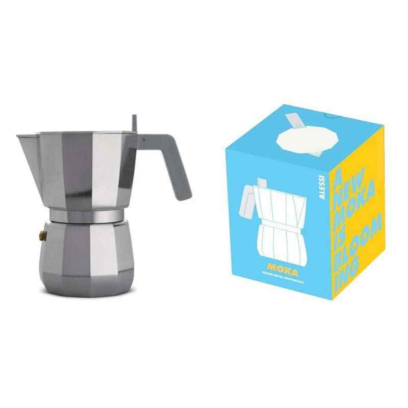 Caffettiere alluminio Alessi Moka design David Copperfield
