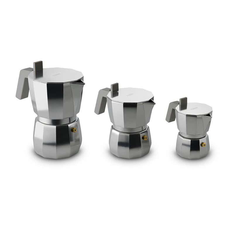 Caffettiere alluminio Alessi Moka design David Copperfield