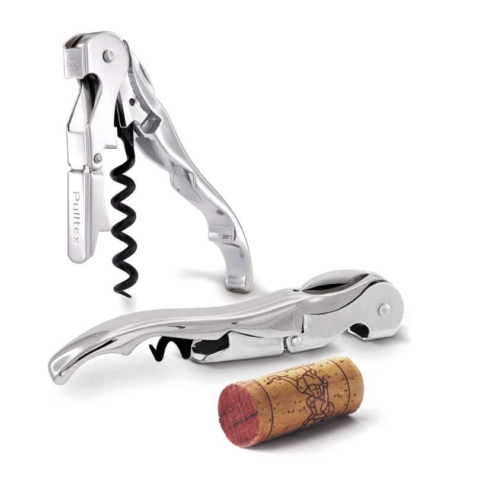 Cavatappi Pulltap's Classic Luxury placcato argento 925 con custodia da cintura in pelle