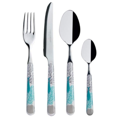 Posate Coastal per 6 in acciaio inox-manico ABS decoro marino Marine Business