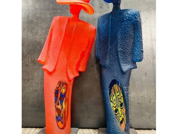 "Night and Day" sculture in pasta di vetro design Kjell Engman Kosta Boda limited edition