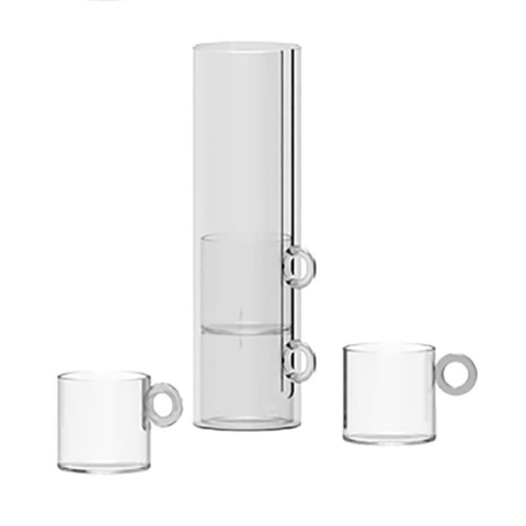 Set 4 tazze caffè in vetro borosilicato impilabili con contenitore Wd Lifestyle