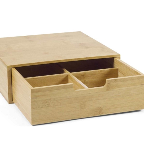 Cassetto a 4 scomparti in bamboo per capsule caffè