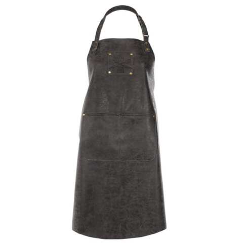 Grembiule vegano BBQ Truman in ecopelle nero con tracolla regolabile