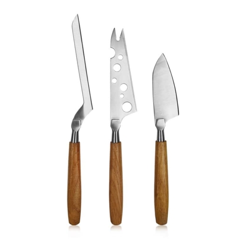 BOSKA set coltelli formaggio Oslo in acciaio inox e quercia