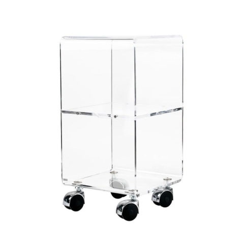 Vesta Multi XS carrello 2 ripiani con ruote in cristallo acrilico