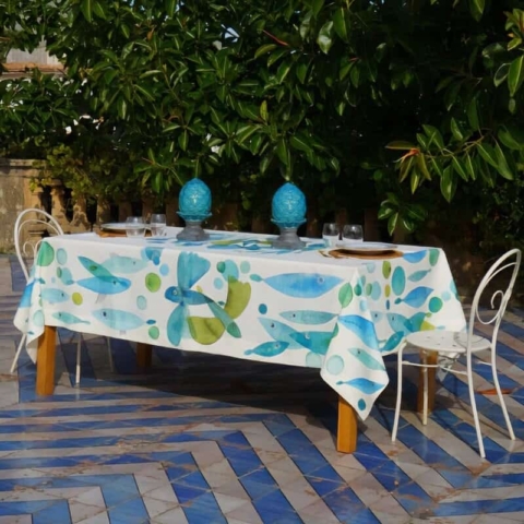Tovaglie in lino "Pesci volanti" Napking