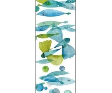 Runner "Pesci volanti" in puro lino 50x150 cm