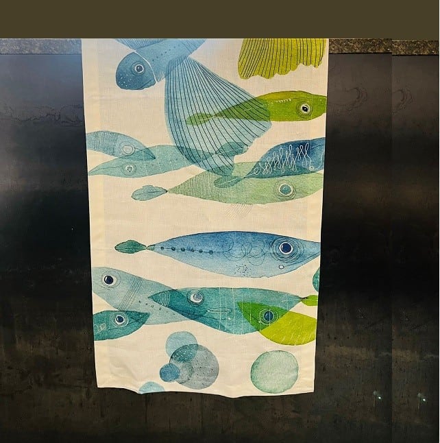 Runner "Pesci volanti" in puro lino 50x150 cm - immagine 4