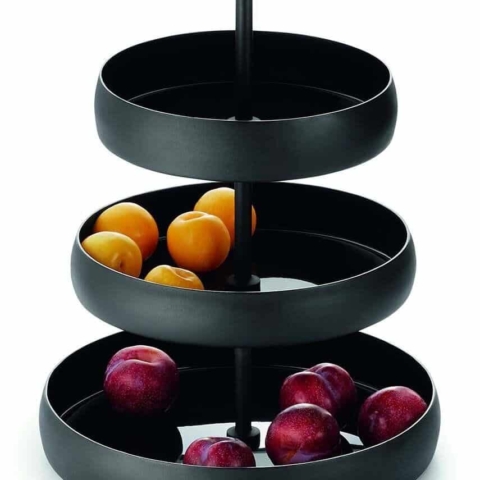 Alzata portafrutta Negretto a 3 piani in alluminio verniciato nero Philippi