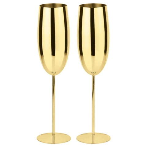 Calice flute champagne e aperitivo pz.2 in acciaio finitura PVD rame oppure oro Paderno
