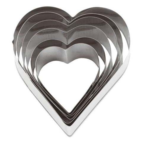 Set di 6 tagliapasta e biscotti in acciaio inox Paderno cuori o fiori