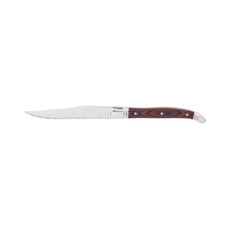 Set 6 coltelli bistecca e tavola a lama seghettata in acciaio e pakkawood Arthur Krupp
