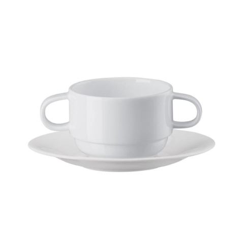 Tazze da brodo c/piatto pz.2 modello Neve in Bone China Arthur Krupp
