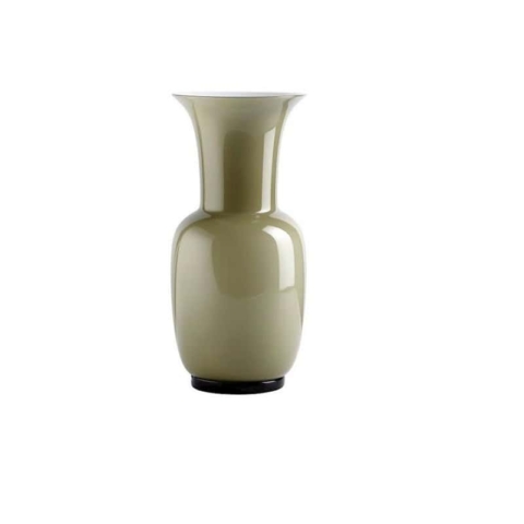 Vaso opalino sabbiato soffiato verde bamboo fuori catalogo Venini Murano