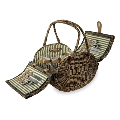 Cesto da picnic in vimini completo per 4 persone