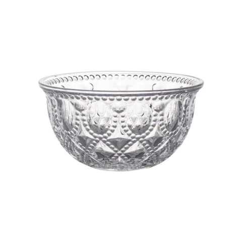 Set di 4 coppette in vetro decorato a rilievo trasparente