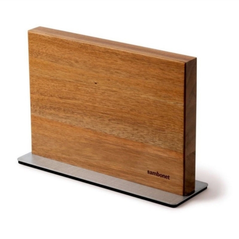 Ceppo coltelli magnetico Black Edge in acacia e acciaio